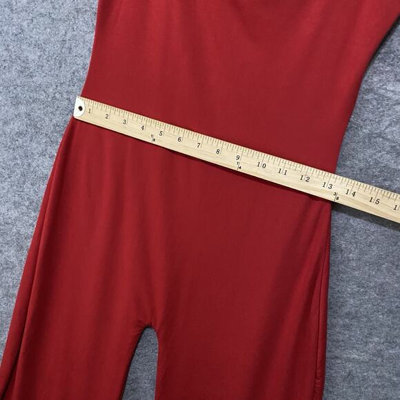 Oh Polly Jumpsuit Womens Sz 10‎ Red Plunge Back Wide Leg Stretch Sexy Party NWT - Picture 10 of 11